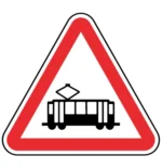 A28 - Intersecção com via onde circulam veículos sobre carris