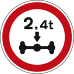 BT5 – Trânsito proibido a veículos de peso por eixo superior X toneladas