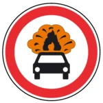C3q – Trânsito proibido a veículos transportando produtos facilmente inflamáveis ou explosivos