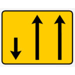 TC5 – ST1d – Painel indicativo da circulação 2 vias na direção da circulação e 1 via no sentido contrário