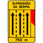 TC8 – Painel indicativo de supressão de berma (3 vias)