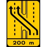 TD11 – ST5 – Desvio de faixa (2×3 vias) Desvio das vias esquerda e central para as vias esquerda e central da faixa contrária