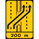 TD12 – Desvio de faixa (2×3 vias) Desvio das vias esquerda e central para as vias esquerda e central da faixa contrária