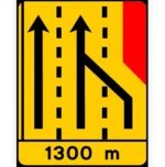 TD3 – Painel de estrangulamento à direita (3 vias) Desvio da via direita para a via central