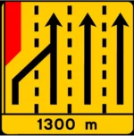 TD6 – Painel de estrangulamento à esquerda (4 vias) Desvio da via esquerda para a via central esquerda